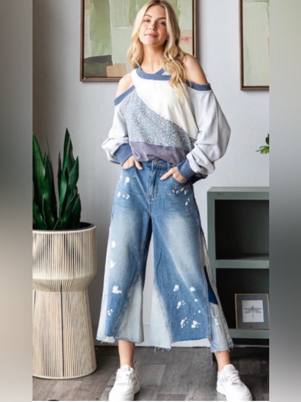 #1433 Oli & Hali High-Waist Distressed Blue Women’s Jeans Skirt-Style